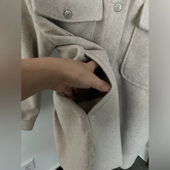 NWOT FREE PEOPLE WE THE FREE Lola Shirt Jacket | Beige/Melange MSRP $168 - Picture 10 of 11